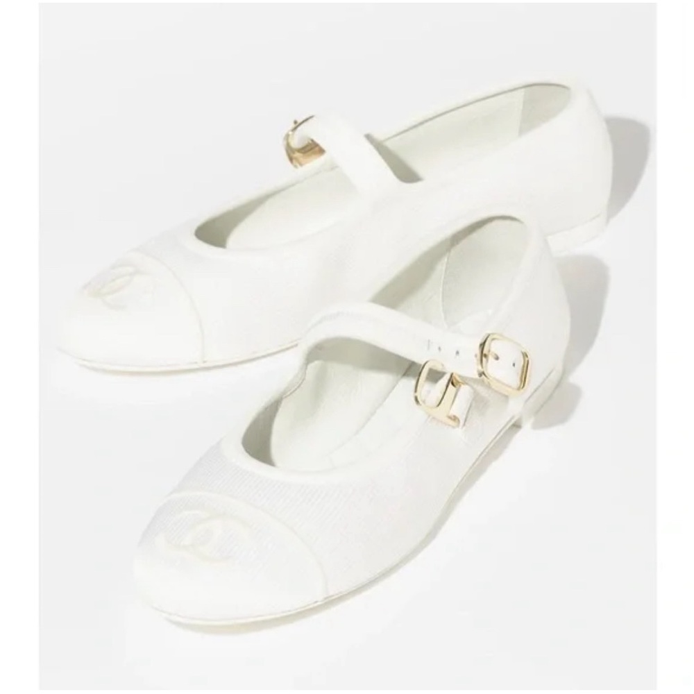 Chanel Leather White Mary Jane 24s, 40.5